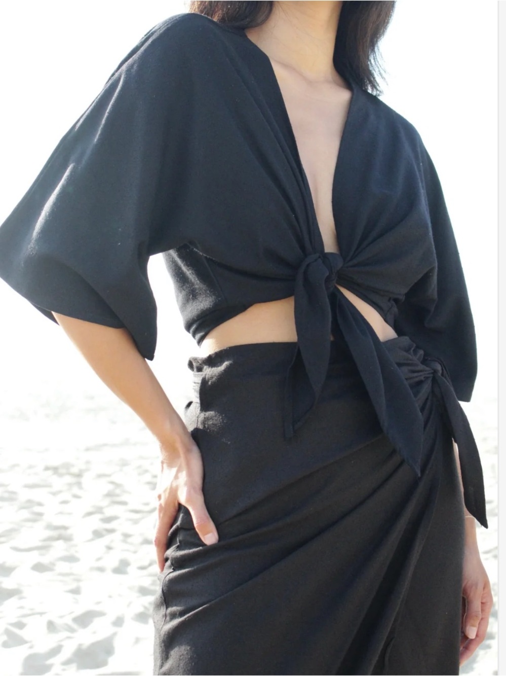Na Nin Bobbie Raw Silk Tie Top